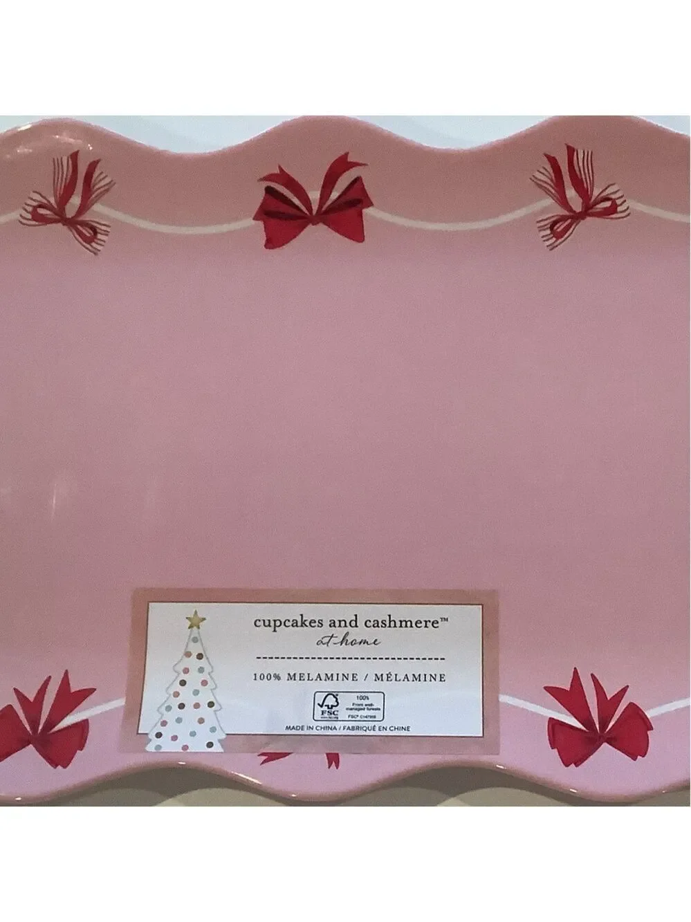 Cupcakes & Cashmere Pink & Red Bows Melamine Tray Plate New